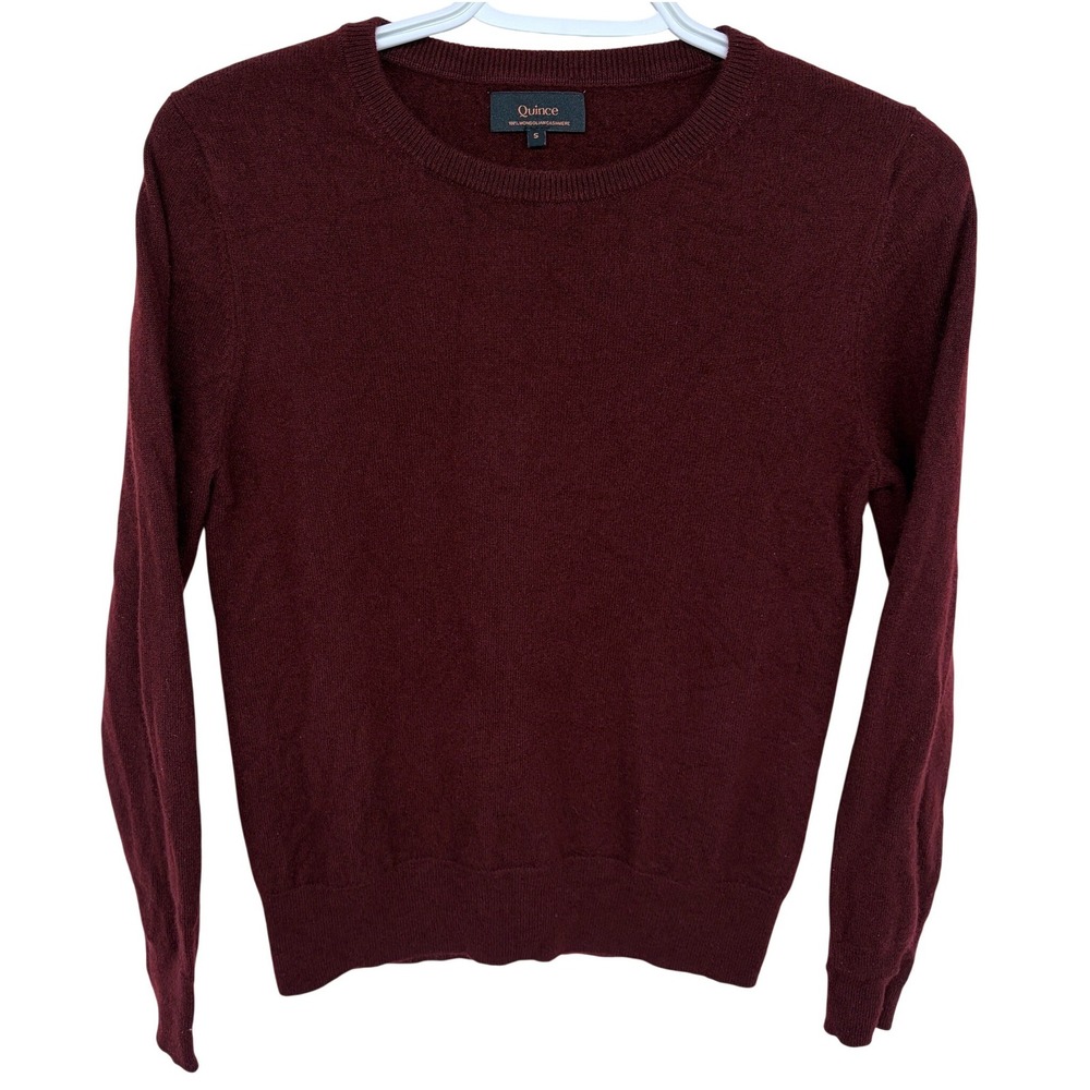 Quince 100% cashmere Crewneck Sweater Small Women's Maroon Burgundy‎ Mongolian